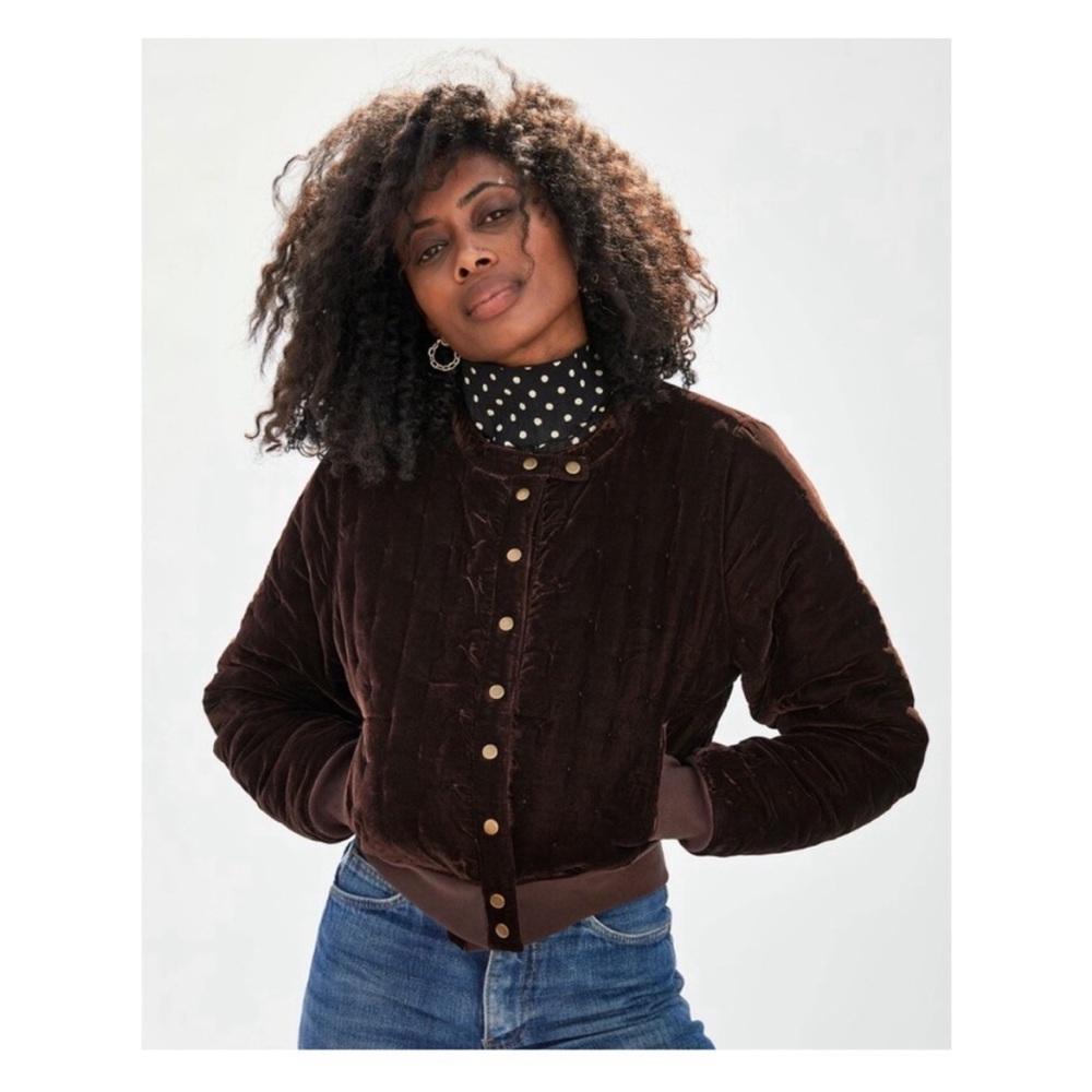 Clare V. velvet bomber jacket